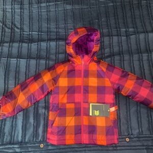 All in Motion Kids 3 in 1 Puffer  Coat- Purple and Orange Plaid